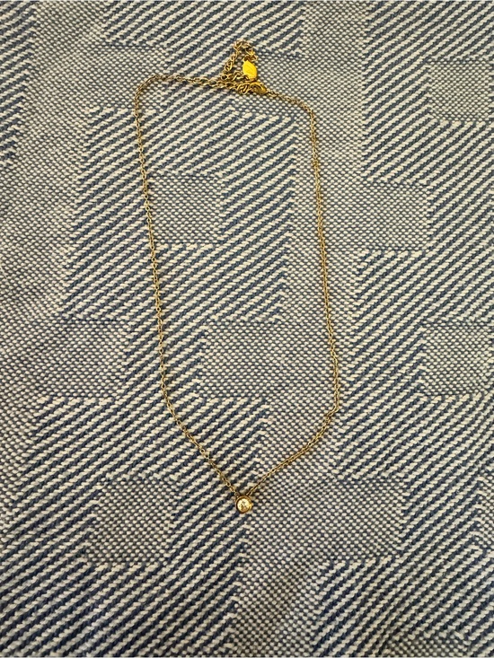 Jewelry - Delicate Gold Chain Necklace with Single CZ Pendant